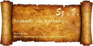 Szakmáry Valter névjegykártya